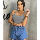 Cropped Feminino Alcinha Fina Tecido Suplex Com Forro Duplo