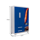 Kit Quarto Infantil Carro Azul Cama com Grade e Guarda-Roupa MDF