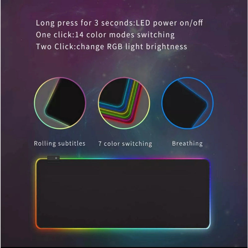 Mouse Pad Gamer Grande Speed Borda Led 7 Cores Rgb Impermeável 300mm X 800mm - Pacheco Express - Últimas Unidades 🔥