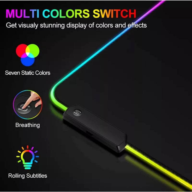 Mouse Pad Gamer Grande Speed Borda Led 7 Cores Rgb Impermeável 300mm X 800mm - Pacheco Express - Últimas Unidades 🔥