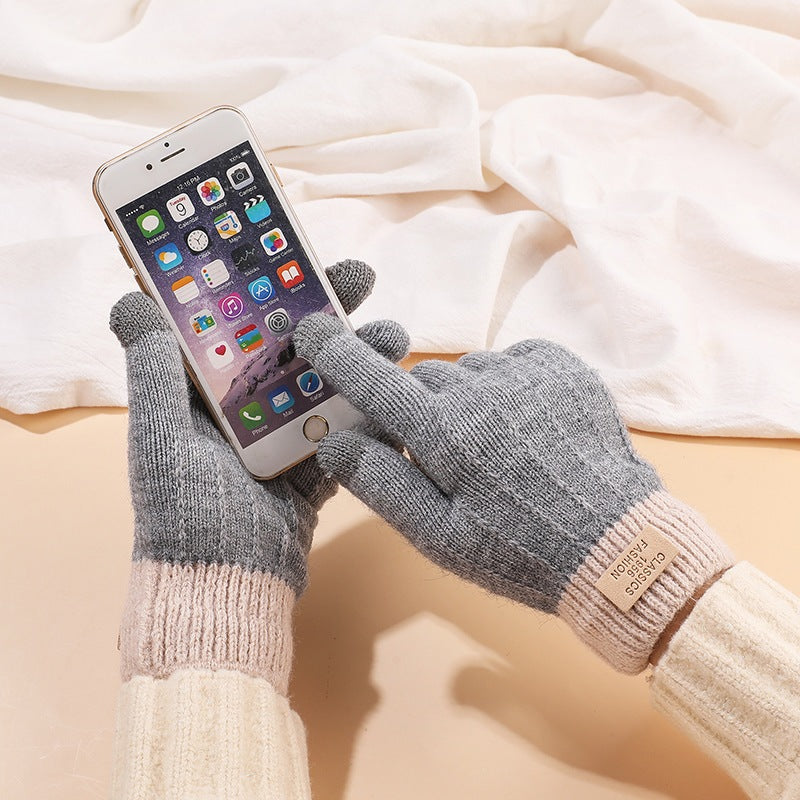 Luvas Femininas de Lã com Touch Screen para o Inverno