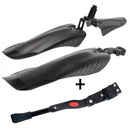 Kit Paralama Bike 3 peças regulavel preto + Descanso Lateral Pezinho preto Regulável para bicicleta