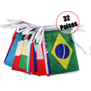 Varal Decorativo Países Copa Do Mundo 10m 32 Bandeiras