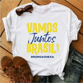 Camiseta Feminina T-shirt Copa do Mundo Blusa Vamos Juntos Brasil Rumo ao Hexa