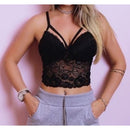 Cropped Top De Renda Tiras Dupla Alça Regulável Com Bojo